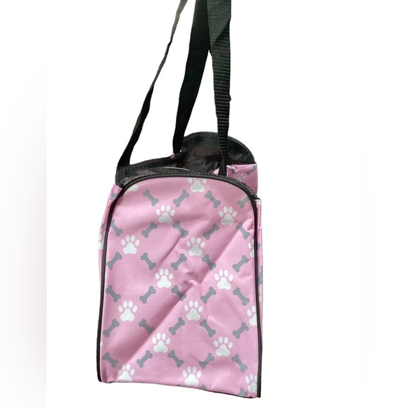 Pink Pet Carrier Tote Bag Dog Cat Bone Paw Print Travel Comfort - Picture 10 of 15